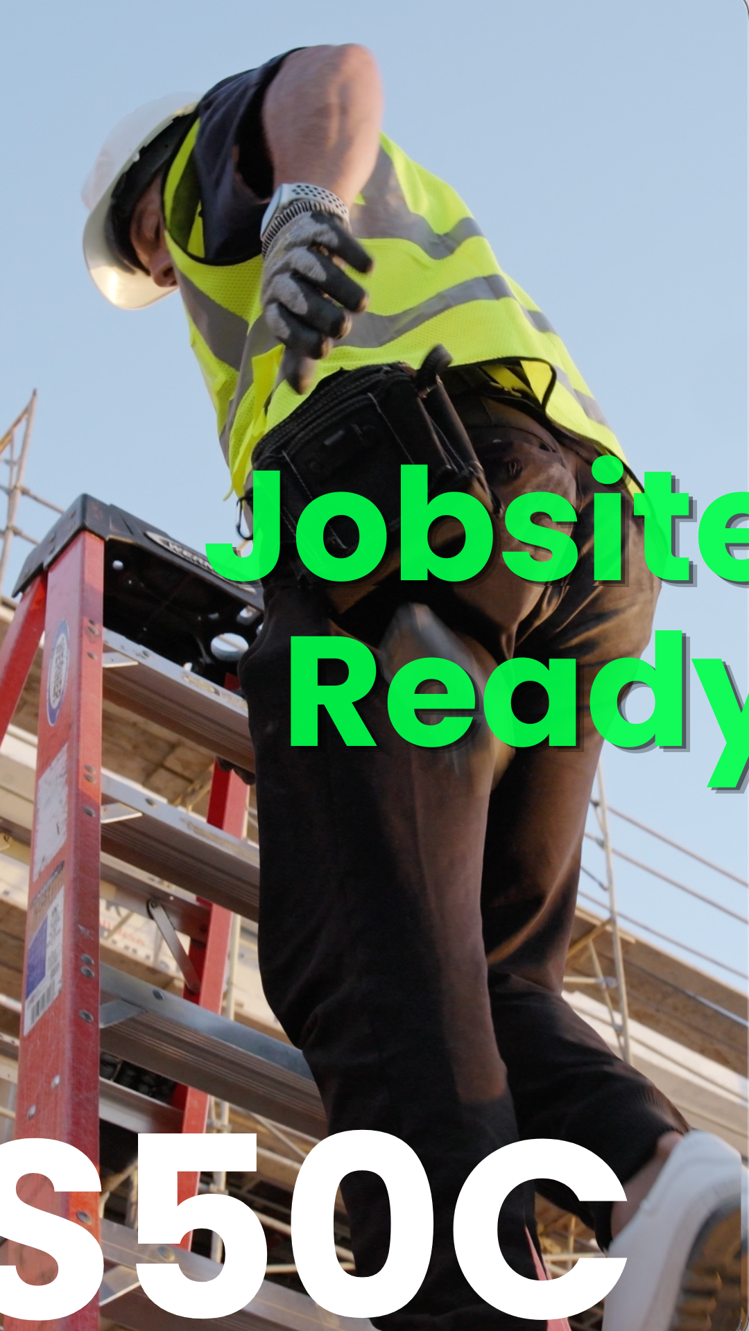 Creator using the MILESEEY S50C laser measure on a construction jobsite