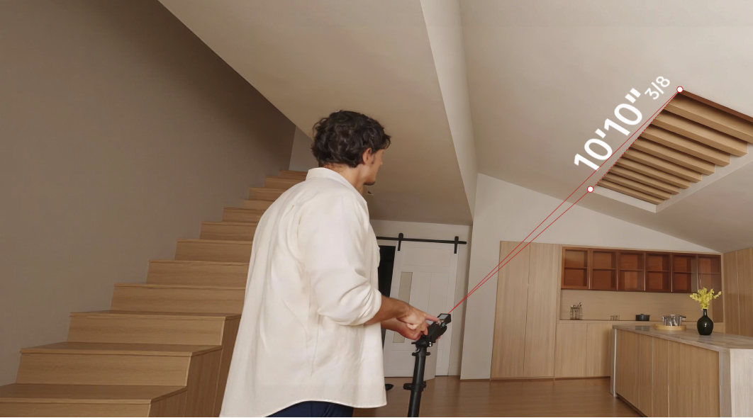 MILESEEY XTAPE1 point-to-point measurement for a hard-to-reach ceiling opening